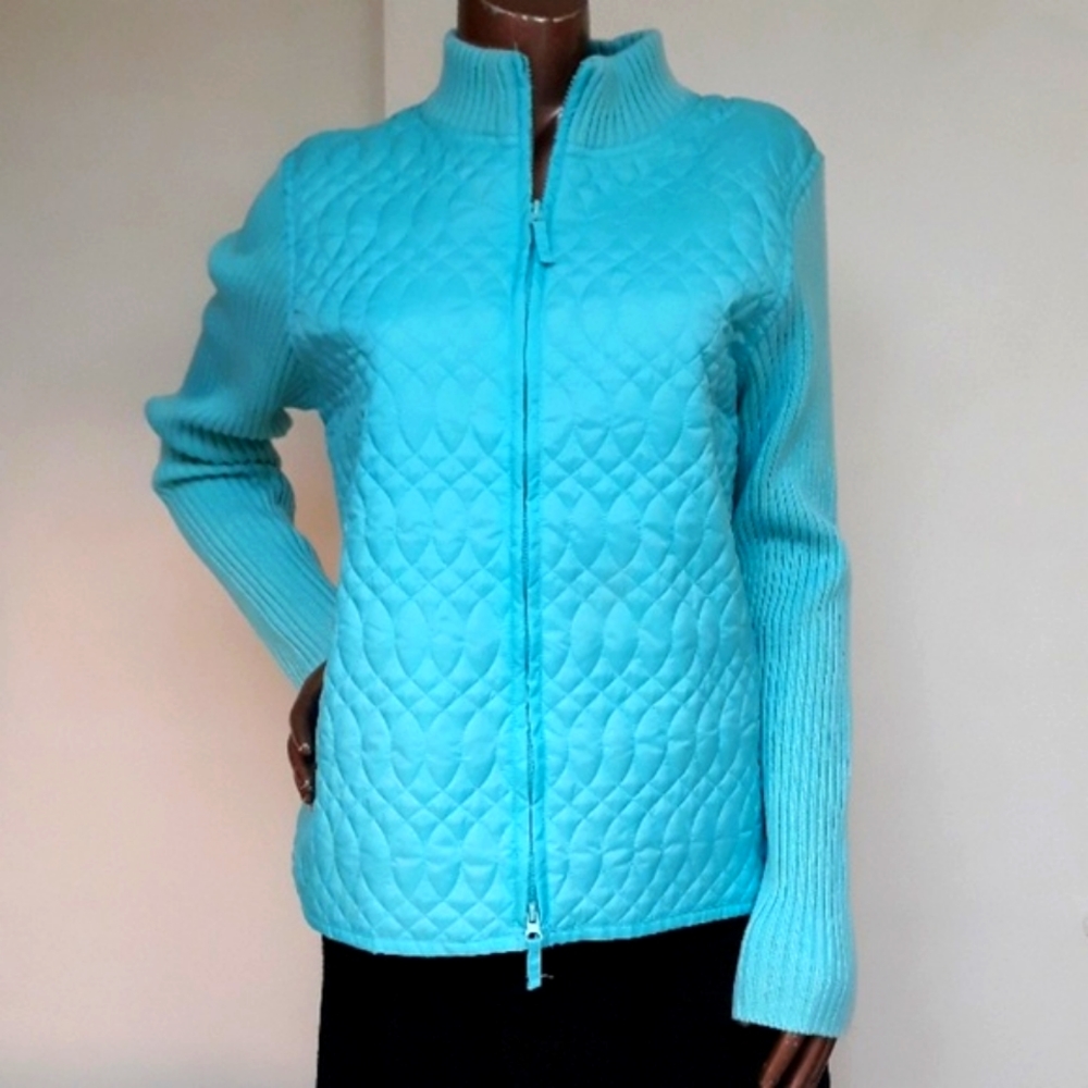 Peter Martin Aqua Quilted/Sweater Jacket